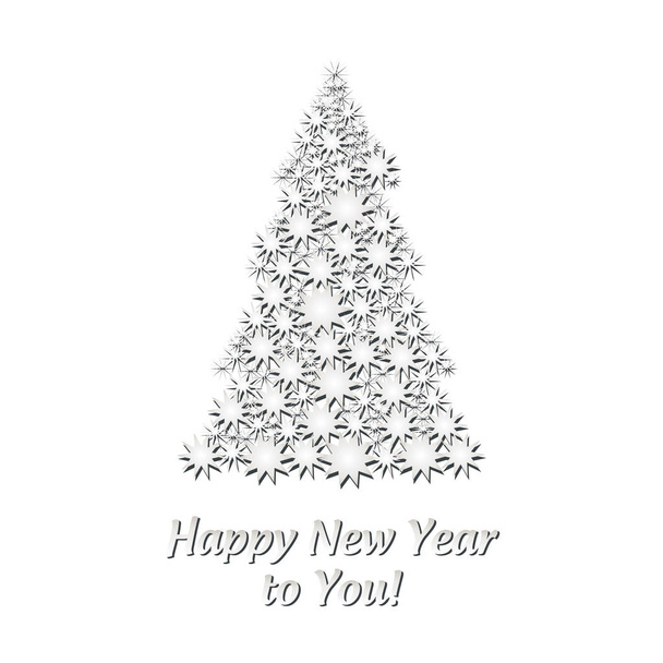 Noel catd ile beyaz firtree yıldız beyaz arka plan, vektör çizim üzerinde yapılan - Vektör, Görsel