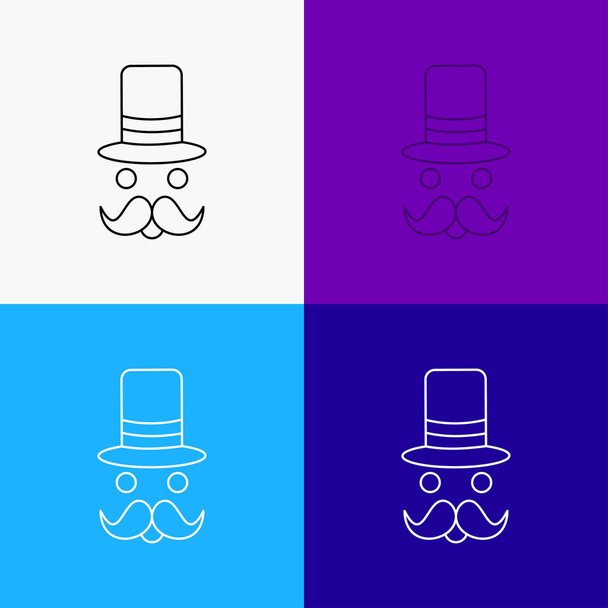 moustache, Hipster, movember, santa Clause, Hat Icon Over Various Background. Line style design, designed for web and app. Eps 10 vector illustration - Vector, Image