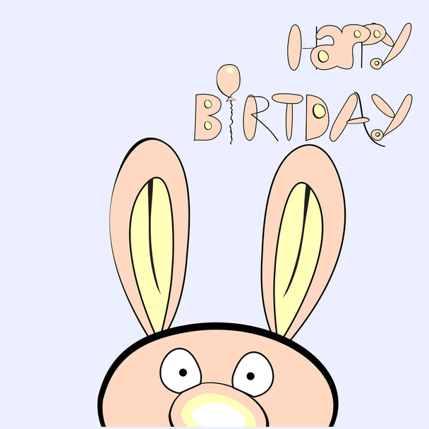 Inscription happy birthday with rabbit - Vektor, kép