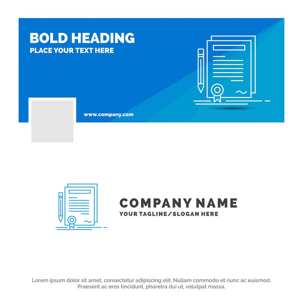 Blue Business Logo Template for Business, certificate, contract, degree, document. Facebook Timeline Banner Design. vector web banner background illustration - Vector, Image