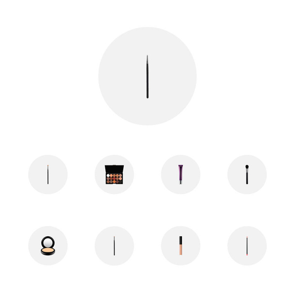 Set greasepaint realistische symbolen met het mengen van de borstel, oog penseel, concealer en andere pictogrammen voor uw web mobiele app logo ontwerp. - Vector, afbeelding