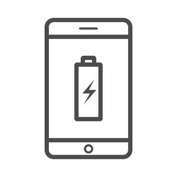 Charge phone vector outline icon isolated on white background. Charge phone line icon for infographic, website or app. - Vector, Image