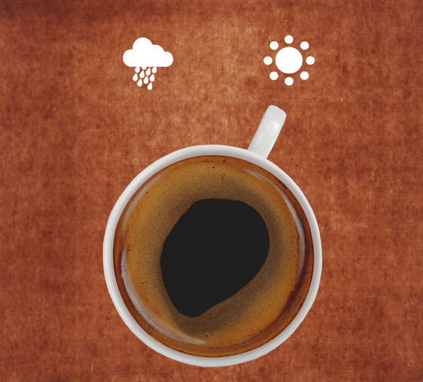 cup of coffee showing sun icon - Φωτογραφία, εικόνα