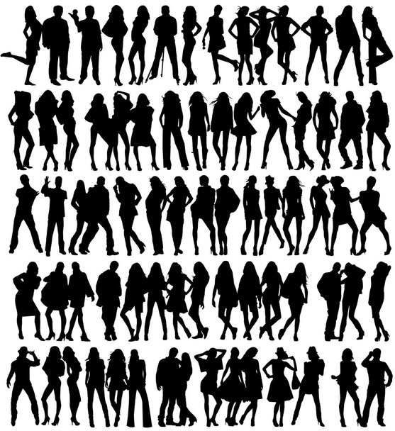 Seventy four silhouettes - Vector, Image