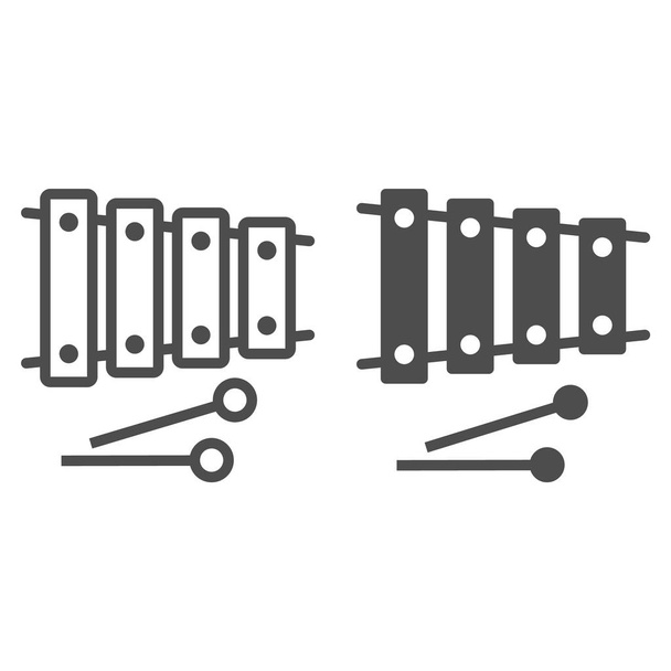 Línea xilófona e icono de glifo, musical y percusión, signo de instrumento, gráficos vectoriales, un patrón lineal sobre un fondo blanco
. - Vector, Imagen