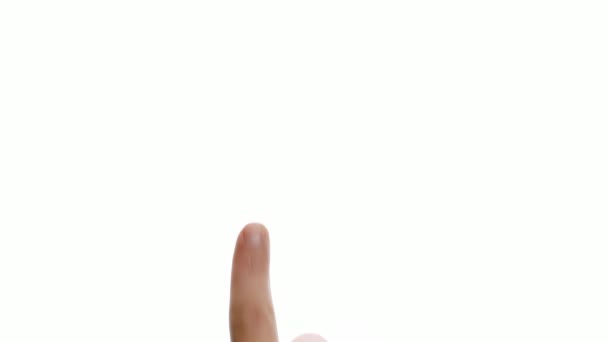 Χέρια κινήσεις οθόνης αφής για το έξυπνο τηλέφωνο και το tablet σε λευκό φόντο - Πλάνα, βίντεο