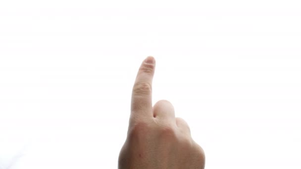 Χέρια κινήσεις οθόνης αφής για το έξυπνο τηλέφωνο και το tablet σε λευκό φόντο - Πλάνα, βίντεο