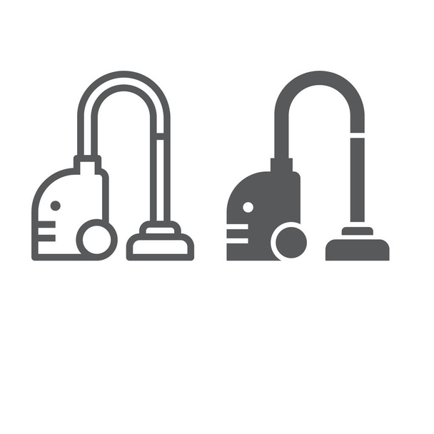 Vacuum cleaner line and glyph icon, household and electric, appliance sign, vector graphics, a linear pattern on a white background. - Διάνυσμα, εικόνα