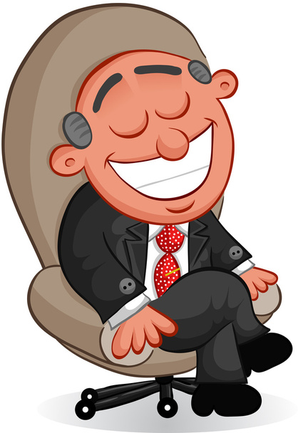 Üzleti rajzfilm - főnök boldog ember - Vektor, kép