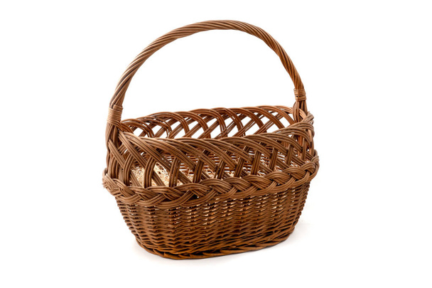 Wicker basket on a white background - Photo, Image