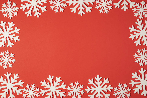 Navidad copos de nieve decoración vista superior con espacio de copia para su texto promocional
 - Foto, imagen