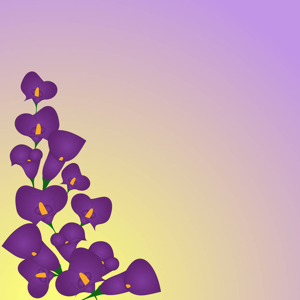 карточка с фиолетовым цветочным фоном винтажного стиля
 - Вектор,изображение