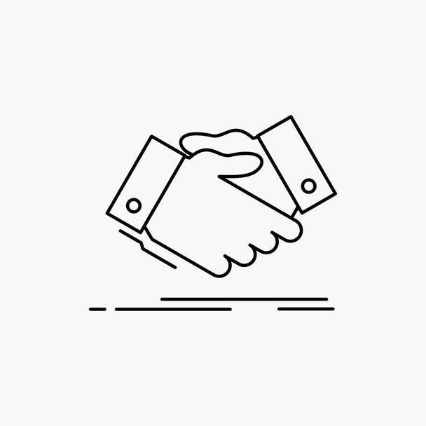 handshake, ruce chvění, třes rukou, dohody, business Line ikonu. Izolované vektorové ilustrace - Vektor, obrázek