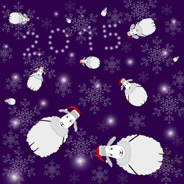 Background for Christmas card with funny sheep - Вектор,изображение
