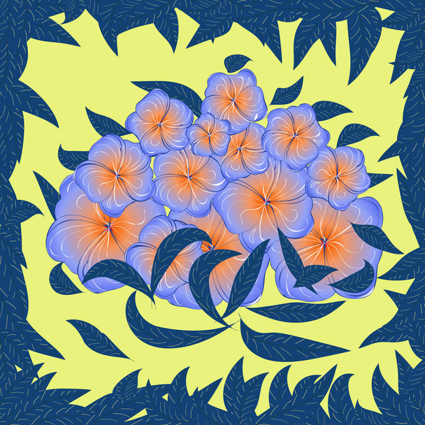 カラフルなビンテージ スタイルの花とカード - ベクター画像