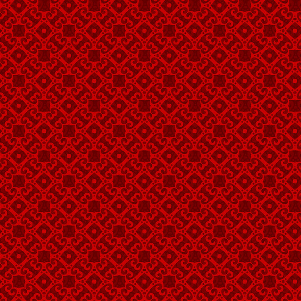 Vector ornament seamless pattern wallpaper, traditional oriental style with red color - Vector, Image