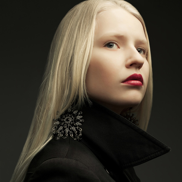 Portrait of a beautiful fashionable model with natural blond hai - Photo, image