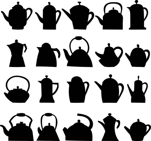 Σύνολο των εικονίδιο τσαγιέρα. Σύμβολο τσάι. Επίπεδη εικονογράφηση διάνυσμα. - Διάνυσμα, εικόνα