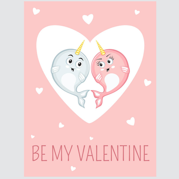 Be my valentine event card in cartoon style - Vector, Image