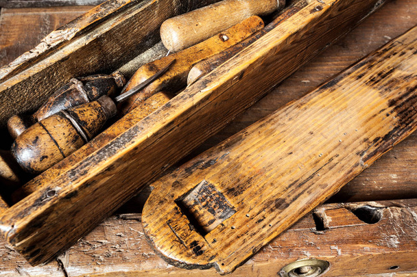 oude houtbewerking tools - close-up - Foto, afbeelding