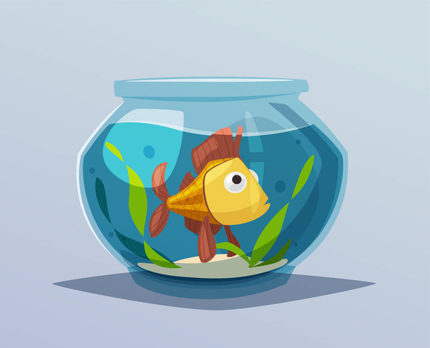 Aquarium with clear water. Cartoon vector illustration - Vector, Image