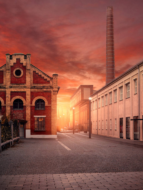 Staré textilní továrny během západu slunce - Fotografie, Obrázek