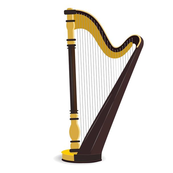 String oškubané hudební nástroje Harfa. Izolované na bílém pozadí. Klipart. - Vektor, obrázek
