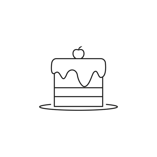 A piece of cheesecake icon with cherry - Vector, Image