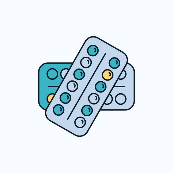 medicine, Pill, drugs, tablet, patient Flat Icon. green and Yellow sign and symbols for website and Mobile appliation. vector illustration - Vektor, kép