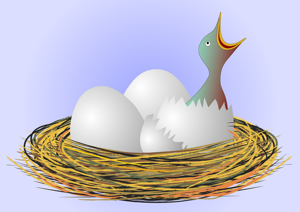 pajarito en el nido - Vector, Imagen