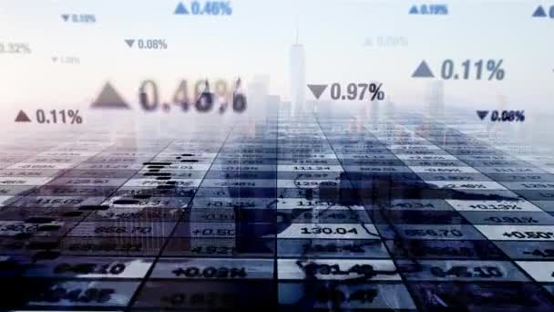 Финансовые показатели на фоне современного города
 - Кадры, видео