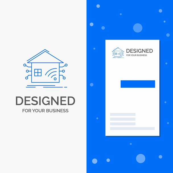 Logotipo de negocio para automatización, hogar, casa, inteligente, red. Plantilla vertical azul de negocios / tarjeta de visita
 - Vector, Imagen