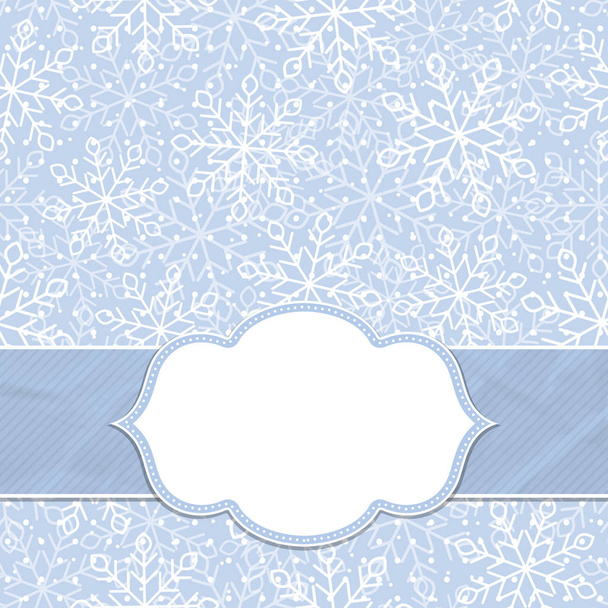 Beautiful frame on a seamless background with snowflakes. Christmas and New Year greetings. Vector illustration. - Διάνυσμα, εικόνα