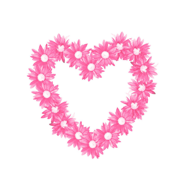 Moldura na forma de um coração das flores de crisântemos
. - Foto, Imagem