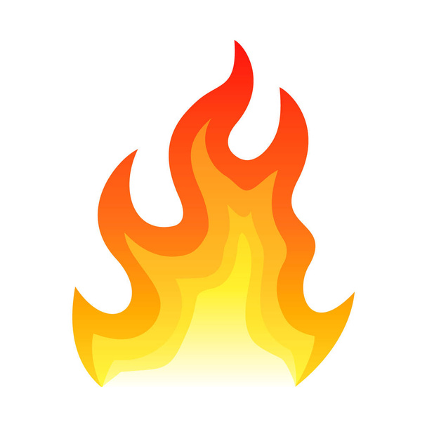 Red fire flat icon isolated on white background for danger concept or logo design. Flame and red fire icon. - Vector, Image