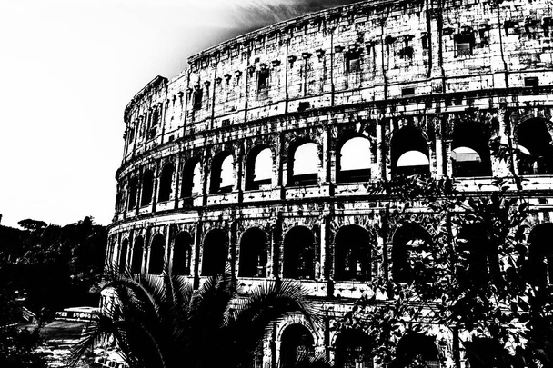 The Colosseum detailed view in retro style, Rome, Italy - Photo, Image