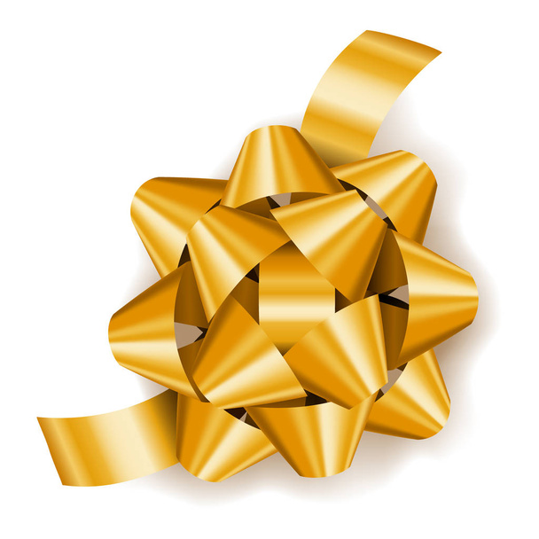 Altın gerçekçi hediye yay ile şerit, dekorasyon için sunar - Vektör, Görsel