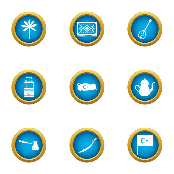 Turkish stereotype icons set, flat style - Vector, afbeelding