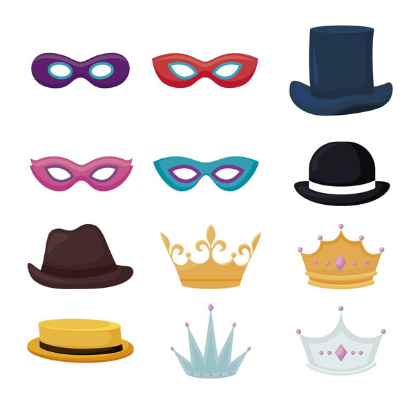set accessories of party traditional - Vector, Image
