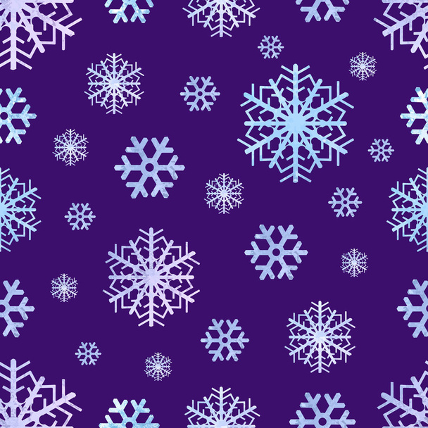 νιφάδες χιονιού μοτίβο ακουαρέλα χειμώνα άνευ ραφής, Χριστουγεννιάτικο φόντο. Εικονογράφηση διάνυσμα - Διάνυσμα, εικόνα