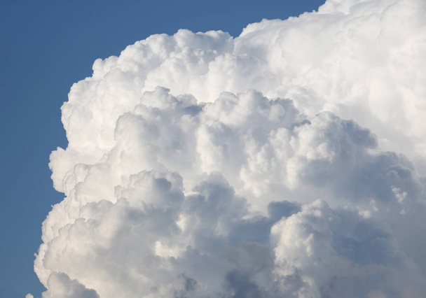 велика м'яка біла камболоїдна хмара в блакитному небі
 - Фото, зображення