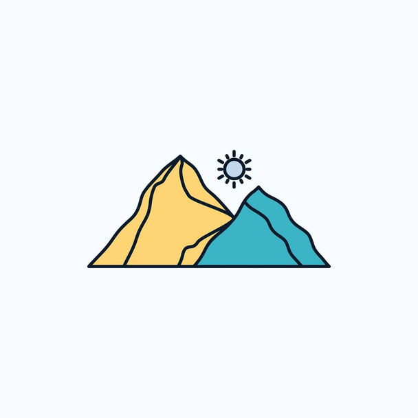 hill, landscape, nature, mountain, scene Flat Icon. green and Yellow sign and symbols for website and Mobile appliation. vector illustration - Vektori, kuva