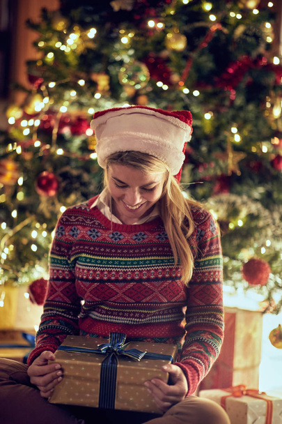 Beauty happy girl with Christmas gift box - Fotografie, Obrázek
