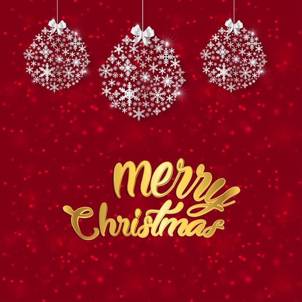 Merry Christmas card with creative design and red background - Wektor, obraz