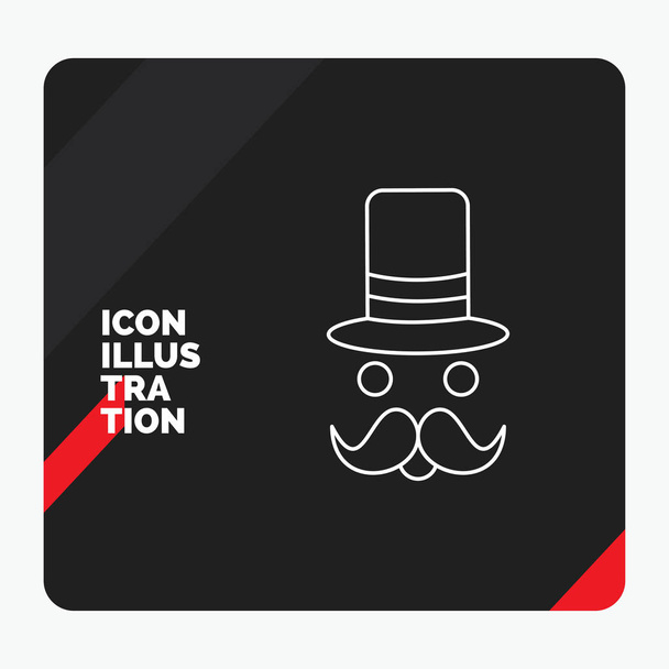 Rouge et noir Présentation créative Arrière-plan pour moustache, Hipster, movember, Santa Clause, Hat Line Icon
 - Vecteur, image