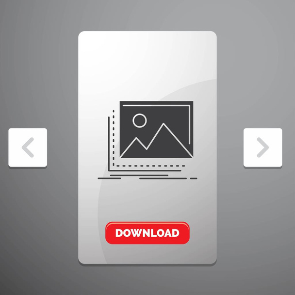 gallery, image, landscape, nature, photo Glyph Icon in Carousal Pagination Slider Design & Red Download Button - Vektor, kép