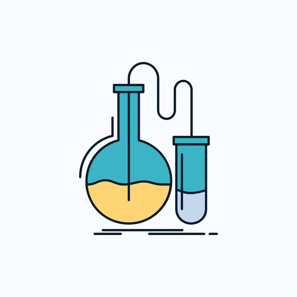 Analysis, chemistry, flask, research, test Flat Icon. green and Yellow sign and symbols for website and Mobile appliation. vector illustration - Wektor, obraz