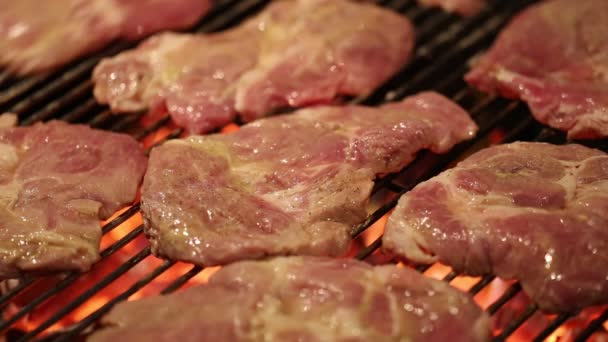 Nyers hús egy grill - Felvétel, videó