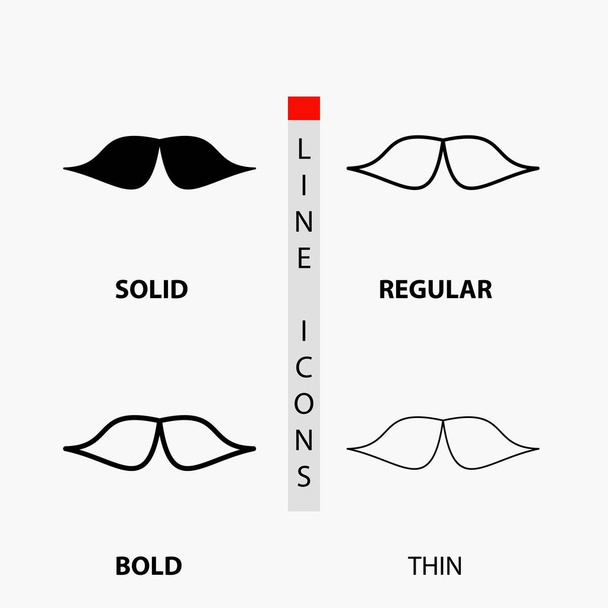 moustache, Hipster, movember, mâle, hommes Icône en style mince, régulier, audacieux et glyphe. Illustration vectorielle
 - Vecteur, image
