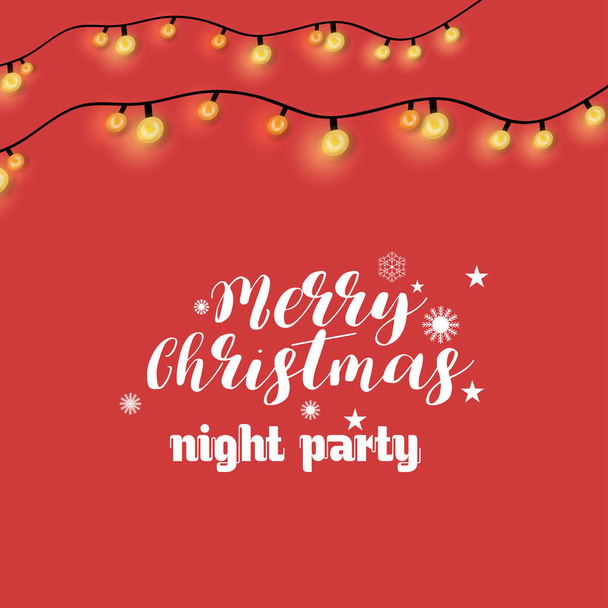 Merry Christmas Night Party verlichting achtergrond - Vector, afbeelding